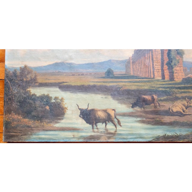 19th Century Italian Landscape Painting of Roman Aqueduct Ruins After Corrodi For Sale - Image 12 of 16