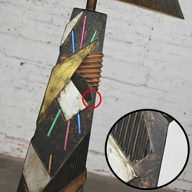 Postmodern Artmaster Studios Geometric Triangular Hand Painted Plaster Floor Lamp For Sale - Image 11 of 13