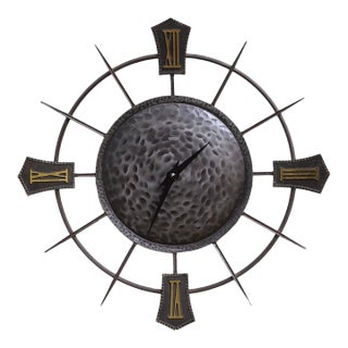 Mid Century Brutalist Wall Clock by Tempora For Sale