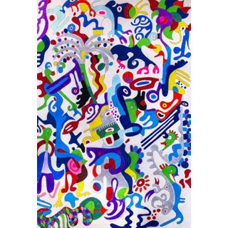 “Silver Tree” by Nathalie Gribinski – Contemporary Abstract Tropical Fantasy For Sale