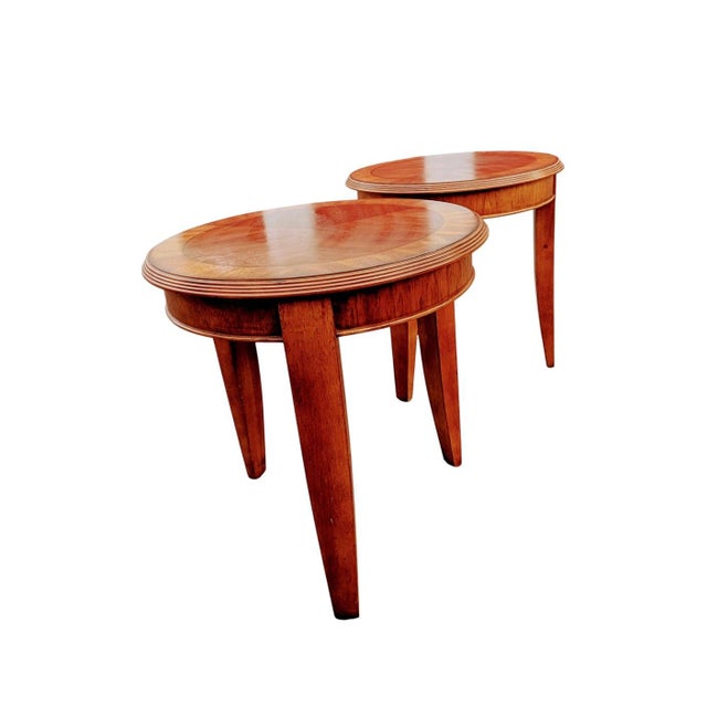 Set of Round Mid-Century Modern Wooden Side Tables This is a beautiful set of round wooden side or accent tables featuring...