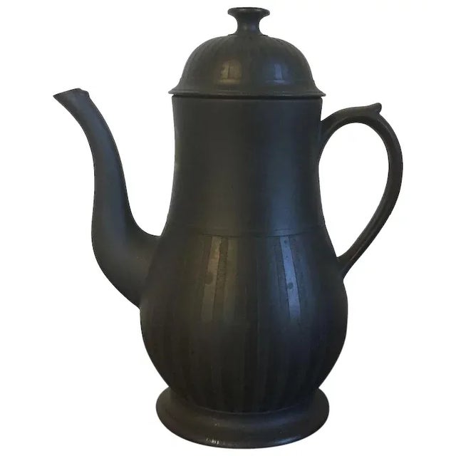 Antique 18th Century English Wedgwood Black Basalt Engine Turned Coffee Pot For Sale - Image 11 of 11