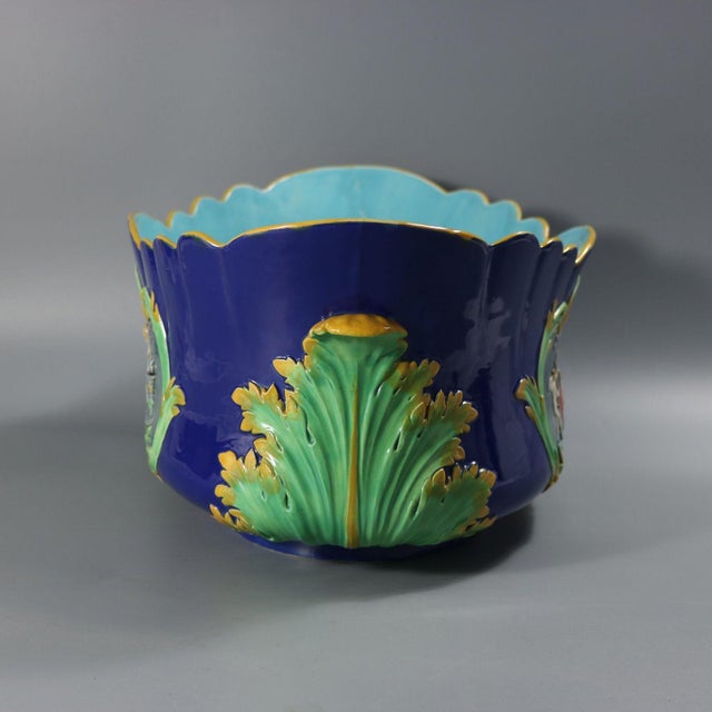 Ceramic Minton Majolica Cupids Oval Jardiniere For Sale - Image 7 of 16