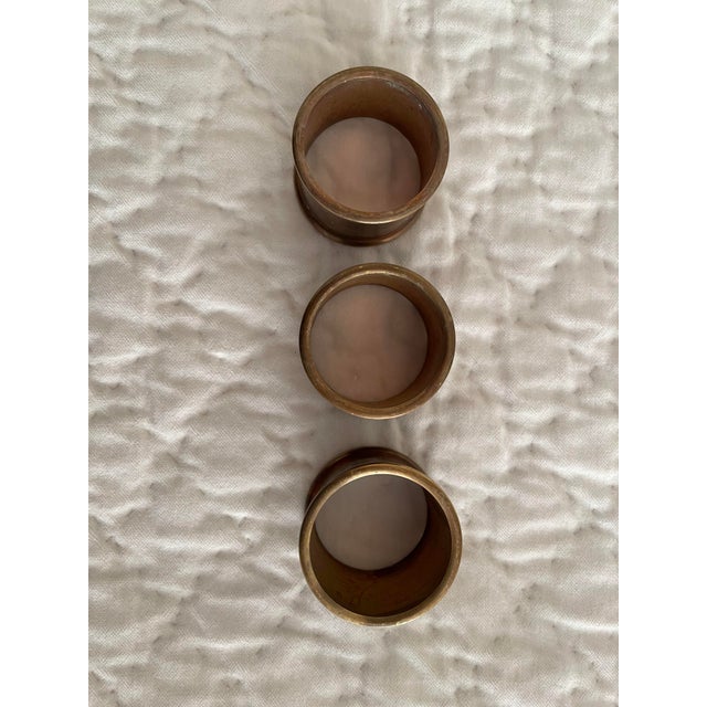 Modern Set of 3 Vintage Brass Napkin Rings For Sale - Image 3 of 3