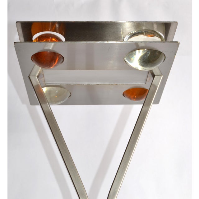 Carlo Nason Minimalism Sillux Aluminum Murano Blown Circle Art Glass Floor Lamp For Sale - Image 4 of 18