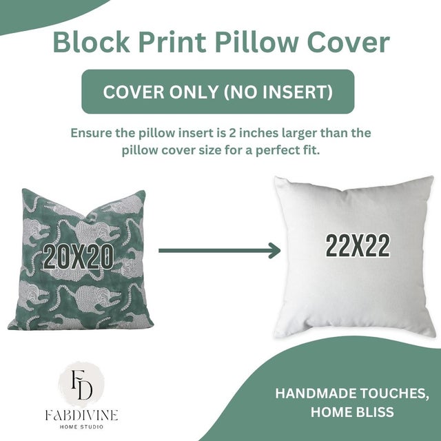 Fabdivine Handmade Block Print Thick Cotton White Throw Pillow Covers 20x20inches-Mushak Raaj Design For Sale - Image 9 of 9