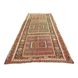 Vintage Oversized Turkish Kilim Rug - 65" X 140" For Sale