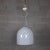 Stunning modern Italian pendant chandelier, dome-shaped lampshade, in white Murano glass with fantastic spiral design,...