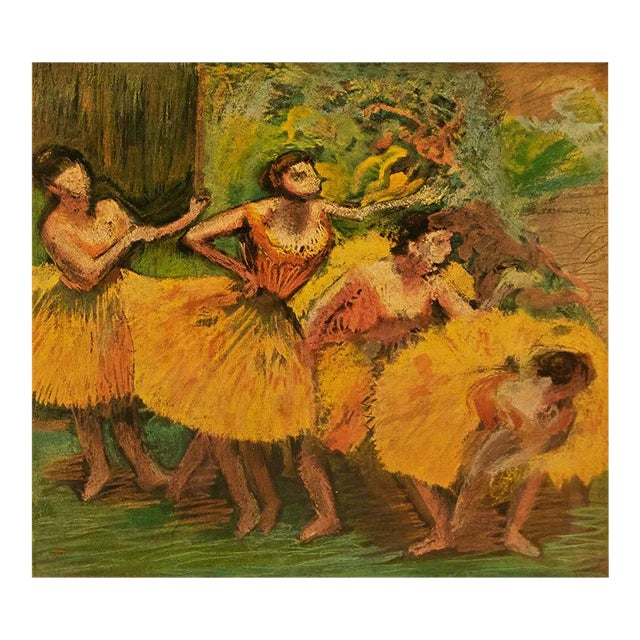 Circa 1940s After Edgar Degas "Dancers" Vintage Full Color Impressionist Print For Sale
