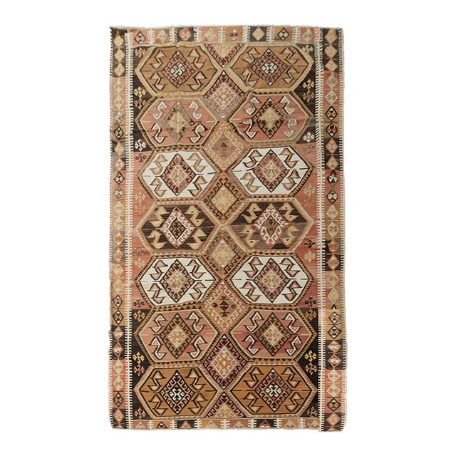 Vintage Turkish Kars Kilim Rug Runner 4'1 X 11'8 For Sale