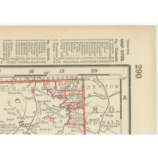Paper Antique Map of Oklahoma and Indian Territory before Statehood, 1899 For Sale - Image 7 of 12