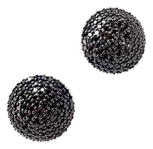 Late 20th Century Gurhan Yellow Gold Hammered Lentil Black Diamond Large Earrings, A Pair