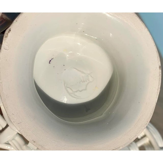 Late 20th Century Late 20th Century White Ceramic Woven Basket For Sale - Image 5 of 6