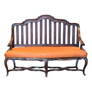 18th Century Italian Walnut Settee With Scrolled Arms For Sale