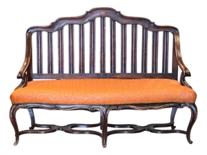 18th Century Italian Walnut Settee With Scrolled Arms