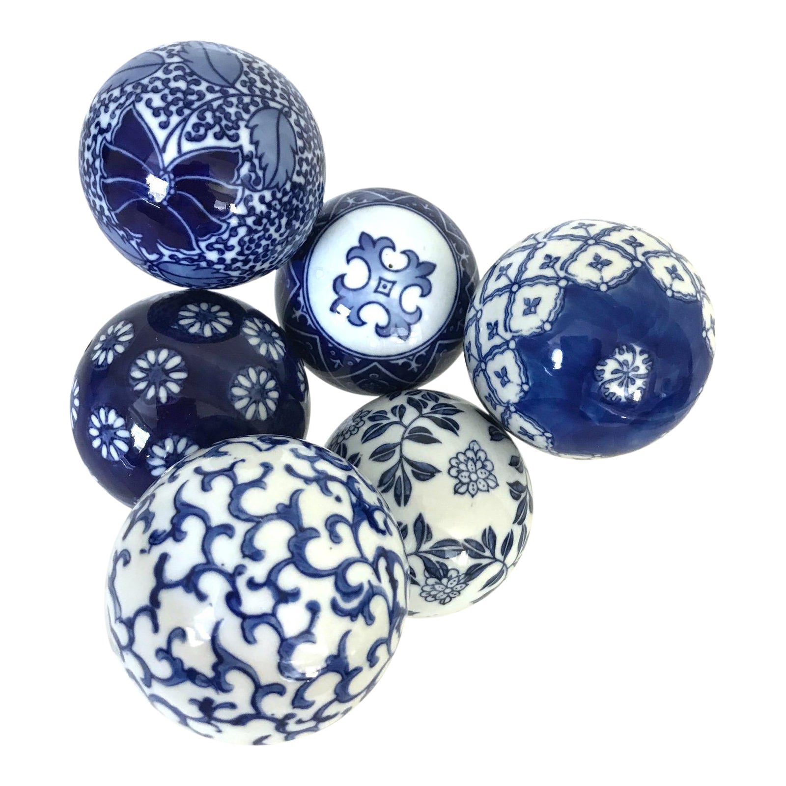 Vintage Blue & White Porcelain Balls Set of 6 Chairish