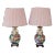 Vintage Tobacco Leaf Lamps With Pink Pleated Shades - a Pair For Sale