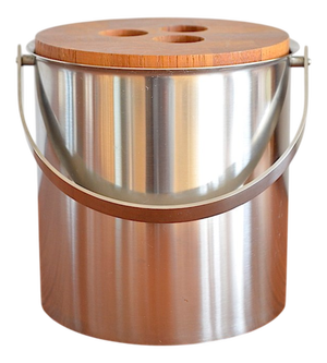 Mid-Century Cylinda Line Ice Bucket in Steel and Teak by Arne Jacobsen for Stelton, 1960s