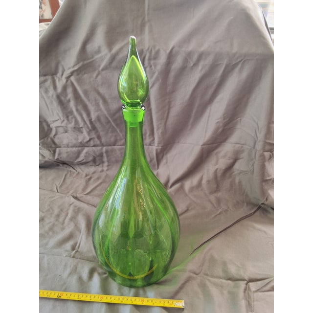 1967 Vintage Green Blenko Decanter Designed by Joel Myers For Sale In Palm Springs - Image 6 of 8