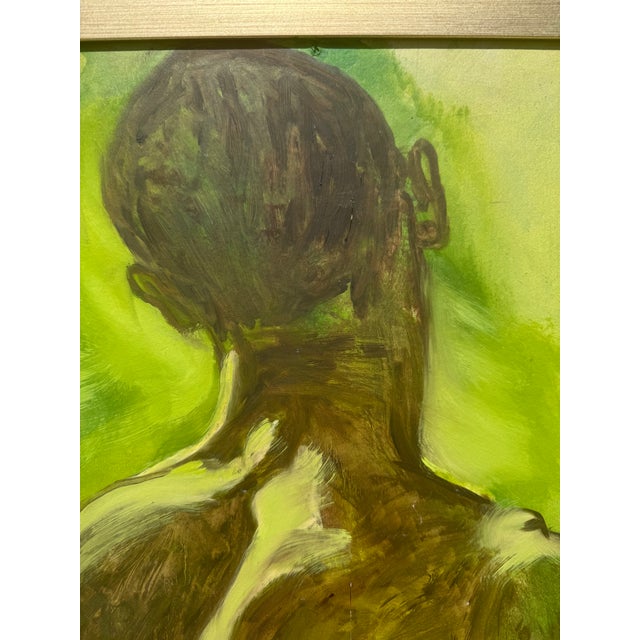 Wood Vintage Modernist Male Nude Figure Study Oil Painting For Sale - Image 7 of 13