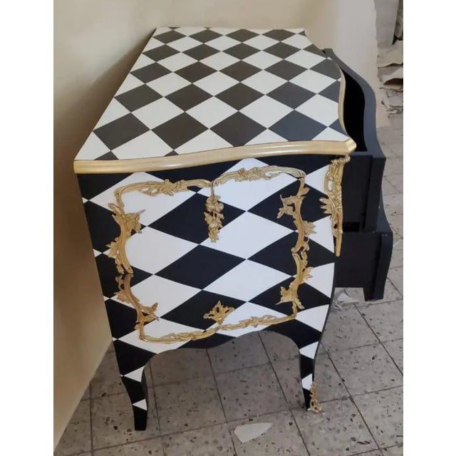 Contemporary 1960s Black & White Harlequin Pattern Chest of Drawers For Sale - Image 3 of 5