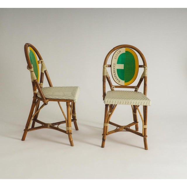 Set of two bistro chairs designed by the renowned italo gasparucci for the ecc tennis tournament in antwerp. Crafted from...
