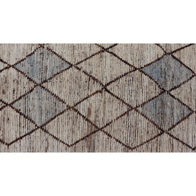 Early 21st Century Modern Moroccan Style Tribal Runner With Geometric Patterns in Browns and Cream For Sale - Image 5 of 12