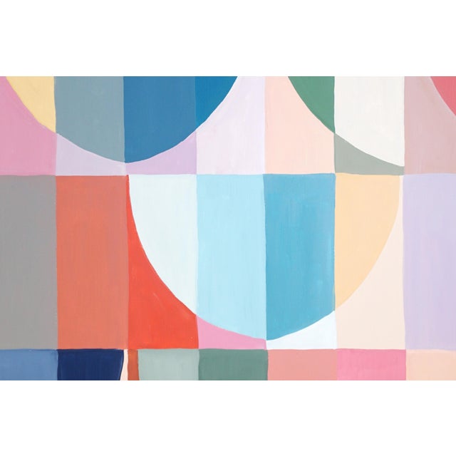 2026, Modern Bauhaus Painting in Vivid Tones of Reflective Whirlpool, Large Triptych, Acrylic Paint on Watercolor Paper For Sale - Image 10 of 11