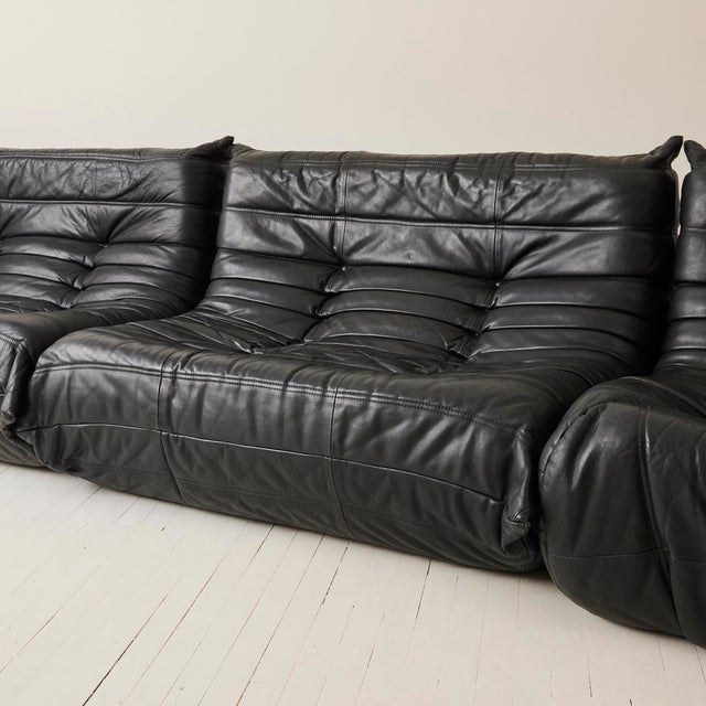Black 3-Piece Togo sofa Attributed to Michel Ducaroy for Ligne Roset, 1970s For Sale - Image 8 of 15