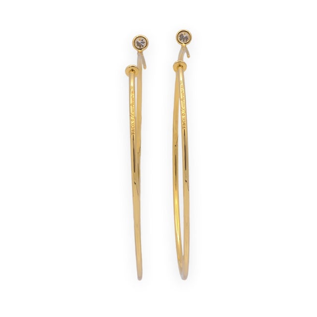 Tiffany and Co. Tiffany & Co. Elsa Peretti 18k Gold Diamond Hoop Earrings 44mm Medium, A Pair For Sale - Image 4 of 6