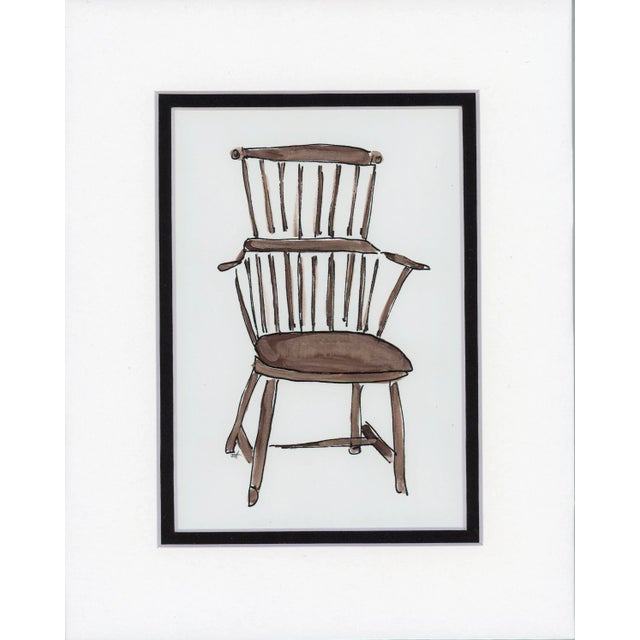 Vintage Chair Still Life Watercolor and Ink Painting "Achievement of Maturity" by JJ Hogan For Sale - Image 9 of 9