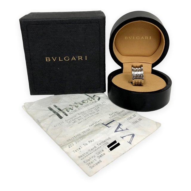 Silver Bulgari Bvlgari B.zero1 18k White Gold 4-Row Band Ring Size 53 (6.5) For Sale - Image 8 of 9