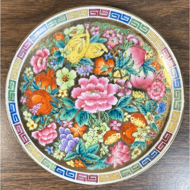 Ceramic Vintage Chinese Zhongguo Chao Cai Mille Fleur Porcelain Tea Bowl and Saucer Set For Sale - Image 7 of 8