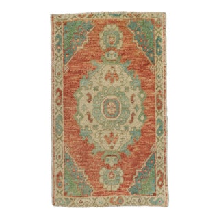 Turkish Mini Rug Oriental Hand Knotted Vintage Rug 1'10" x 3' #21159 For Sale