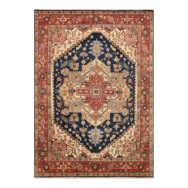 Serapi Wool Navy Area Rug- 8' 0'' X 10' 1'' For Sale