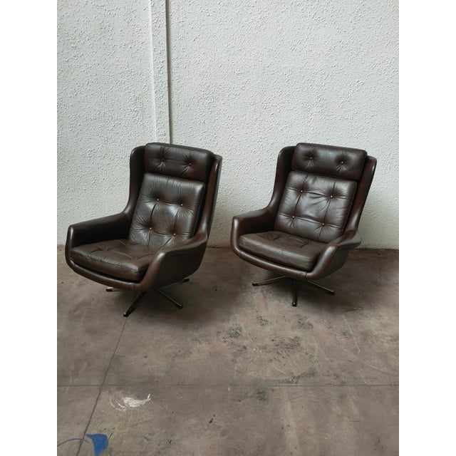 Mid-Century Modern Nordic Leather Chair, 1980 For Sale - Image 10 of 10