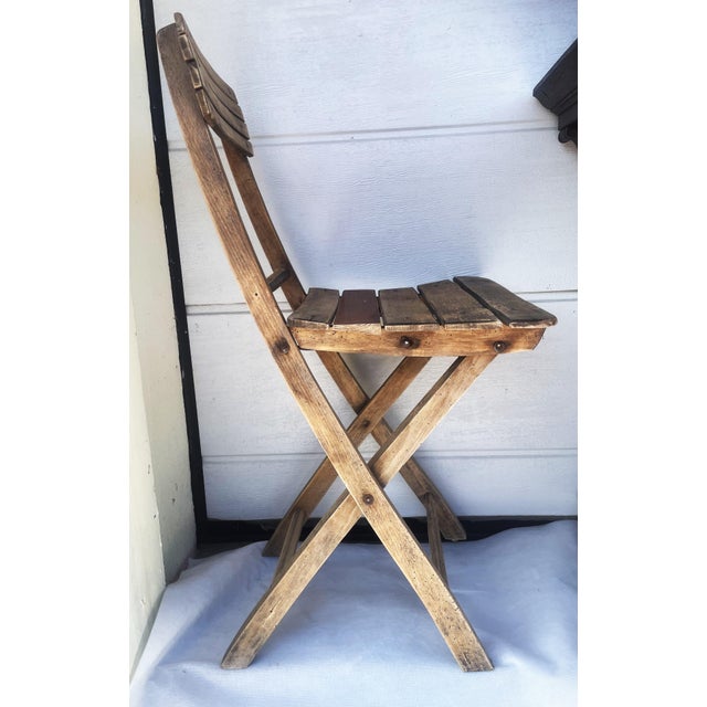 Rustic Folding Wooden Chair 1950s For Sale - Image 3 of 16