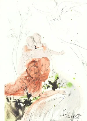 1968 Salvador Dalí Biblia Sacra Lithograph "Statimque Tobias Visum Recepit" (Immediately Tobias Recovered His Sight)