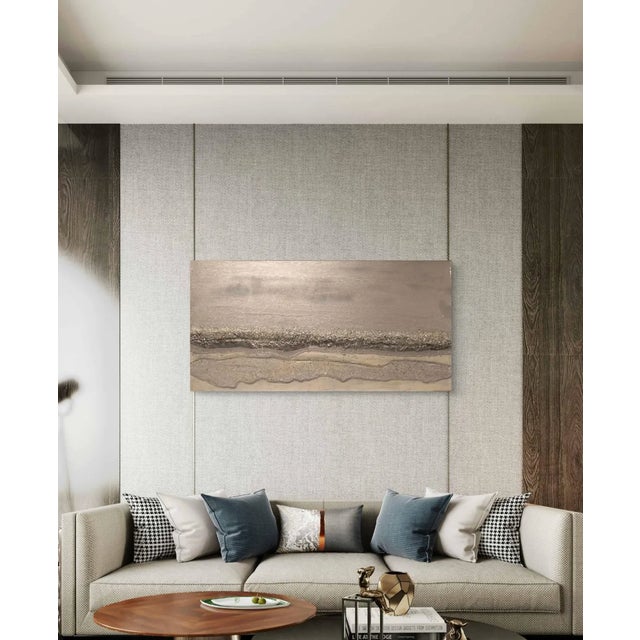 2020s Abstract Resin Wall Art: Silver Wave With Crushed Glass - Modern Decor (48"x24") For Sale - Image 5 of 8