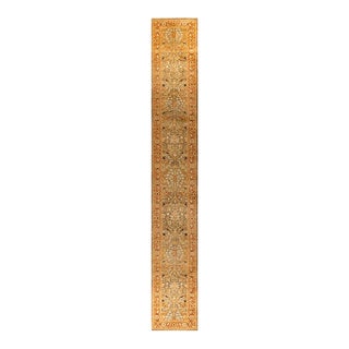 Ottoman, One-of-a-Kind Hand-Knotted Runner Rug - Green, 3' 1" x 22' 1" For Sale