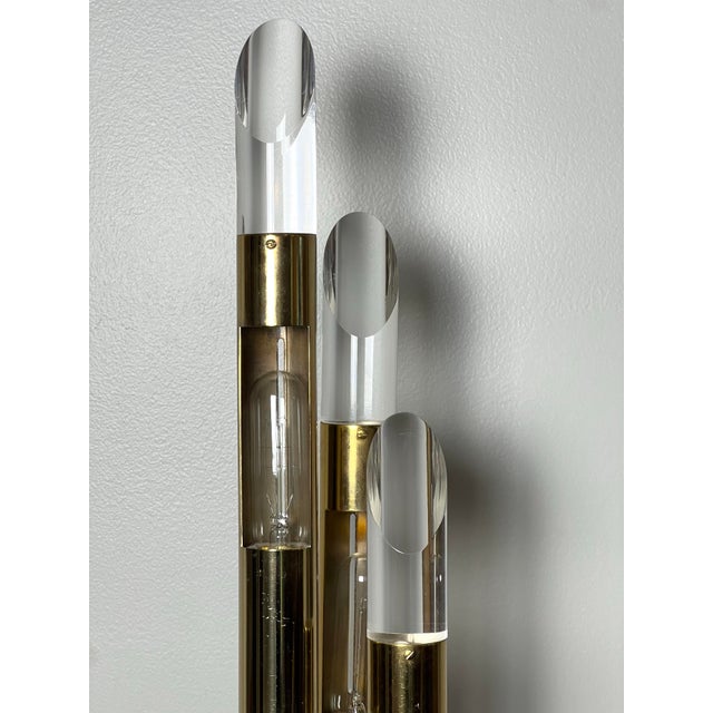 1970s Modern 3-Light Brass and Lucite Lamp by Laurel Lamp Company For Sale - Image 11 of 18