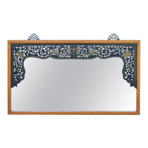 Chinese Mirror With Antique Carving Grapevine Wealth
