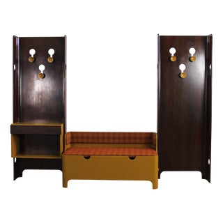 Entrance Set in Plywood and Fabric by Carlo de Carli for Fiarm, 1960s, Set of 3 For Sale