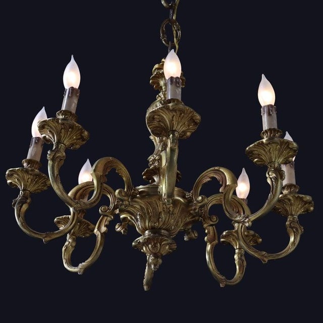 Antique French Louis XIV Gilt Bronze 8 Light Chandelier C1900 For Sale - Image 10 of 10