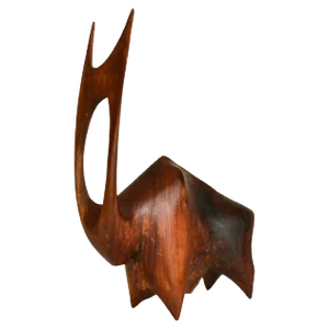 Sculpture of Buffalo or Bull Carved in Hardwood