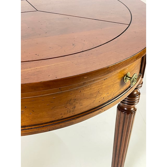 Late 20th Century Pair of Henredon Registry Collection Solid Cherry Regency Drum Tables For Sale - Image 12 of 18