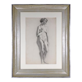 Antique Realist Graphite Nude Female Figure Study by Anne Neumark 1928 For Sale