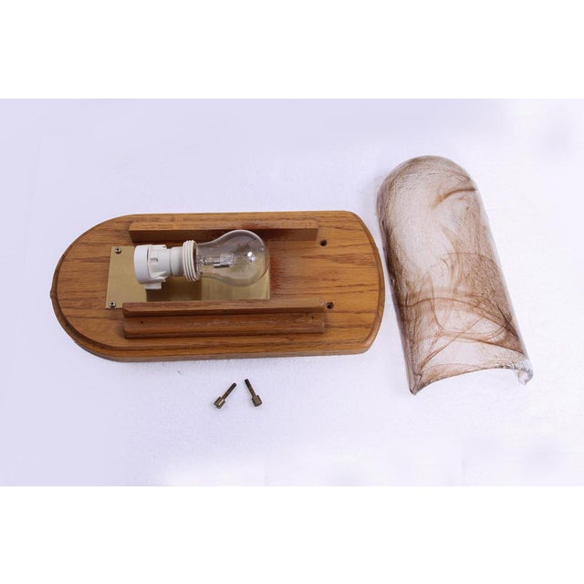 Wood Modernist Wall Sconces in Amber Murano Glass, Germany, 1960s, Set of 2 For Sale - Image 7 of 9