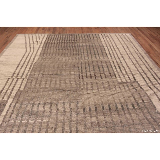 Beautiful Soft Neutral Earthy Color Tribal Geometric Design Room Size Modern Area Rug, Country Of Origin: Central Asia,...
