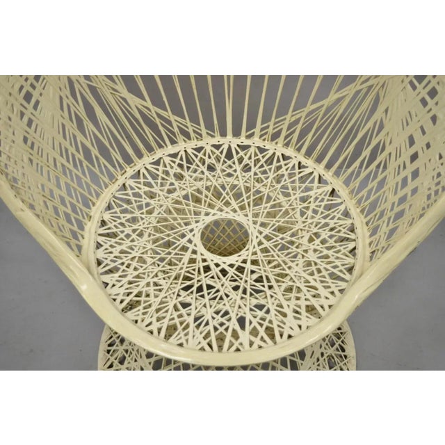 Plastic Mid 20th Century Russell Woodard Woven Spun Fiberglass Tall Fan Back Peacock Diamond Chair For Sale - Image 7 of 11